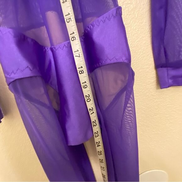 Custom solo dance costume purple unitard jumpsuit mesh  XXS adult LC child - Picture 13 of 13